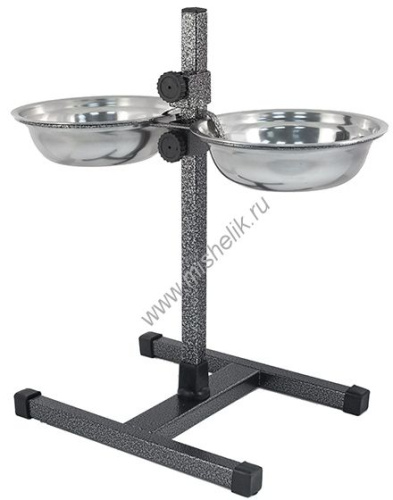 HOMEPET D 20 см 2 х 1 л до 40 см металлическая регулируемая подставка с мисками для домашних животных шагрень