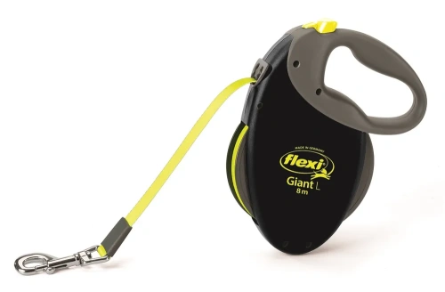 FLEXI Рулетка GIANT L ремень 8 м до 50 кг, чёрный/неон