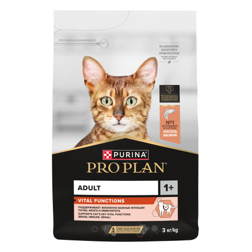 PRO PLAN 3 кг сухой корм для взрослых кошек, с высоким содержанием лосося 