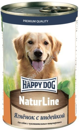 HAPPY DOG Natur Line 410 г консервы для собак ягненок с индейкой 