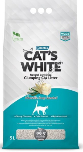 Cat`s White Marseille soap scented 5 л комкующийся наполнитель с ароматом марсельского мыла для кошачьего туалета