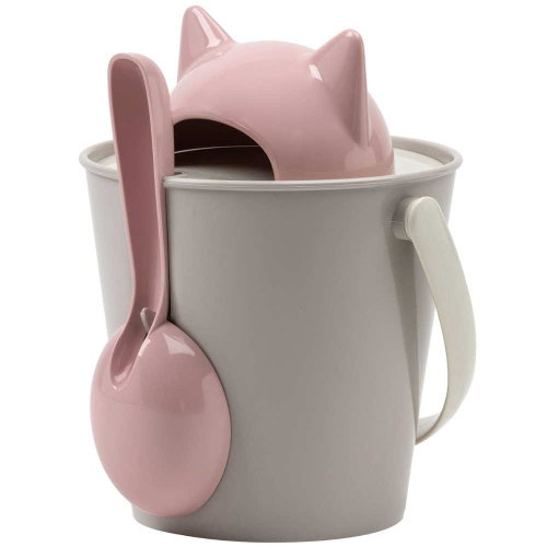 United Pets ведро для сухого корма "Cat-Crick" 7,5 л, серо-розовое, для кошек