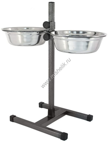 HOMEPET D 24 см 2 х 2 л до 50 см металлическая регулируемая подставка с мисками для домашних животных шагрень