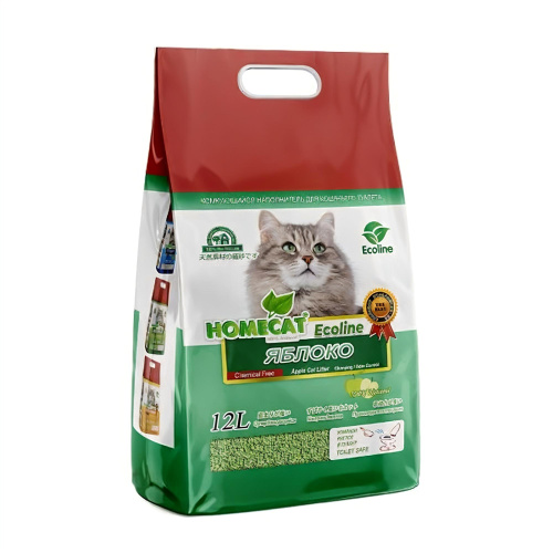 HOMECAT Ecoline Яблоко 12 л комкующийся наполнитель для кошачьих туалетов с ароматом яблока 