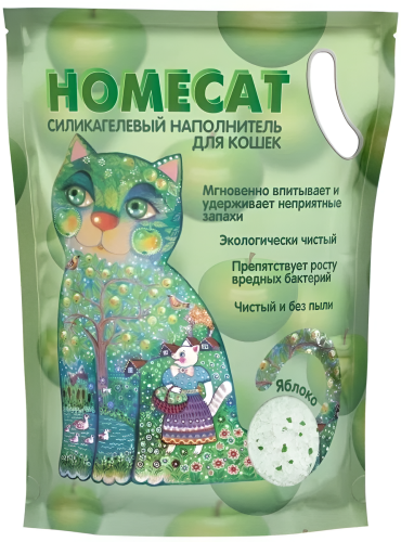 HOMECAT Яблоко 7,6 л силикагелевый наполнитель для кошачьих туалетов с ароматом яблока 