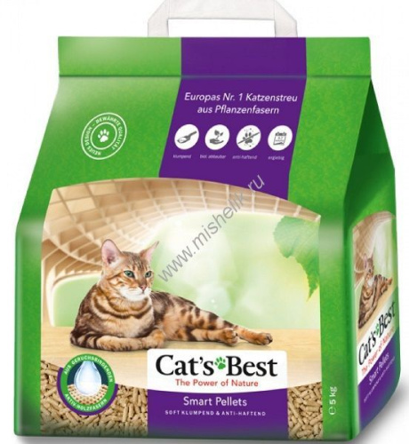 Cat`s Best Smart Pellet 10 л/5 кг древесный наполнитель для кошачьих туалетов