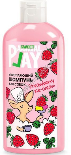 ANIMAL PLAY SWEET Укрепляющий 300 мл шампунь для собак и кошек клубничное мороженое 