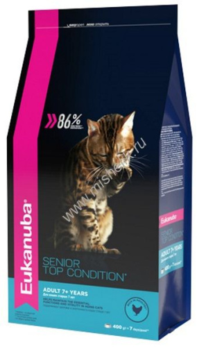 EUKANUBA SENIOR TOP CONDITION 400 гр сухой корм для пожилых кошек с домашней птицей 