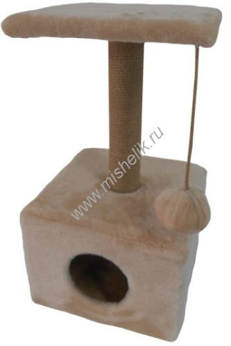 HOMECAT 37х37х68 см когтеточка домик с площадкой малый бежевый