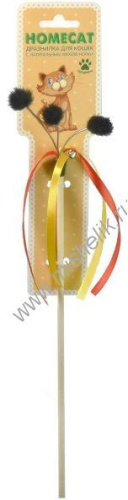 HOMECAT дразнилка для кошек Норковые помпоны с лентами