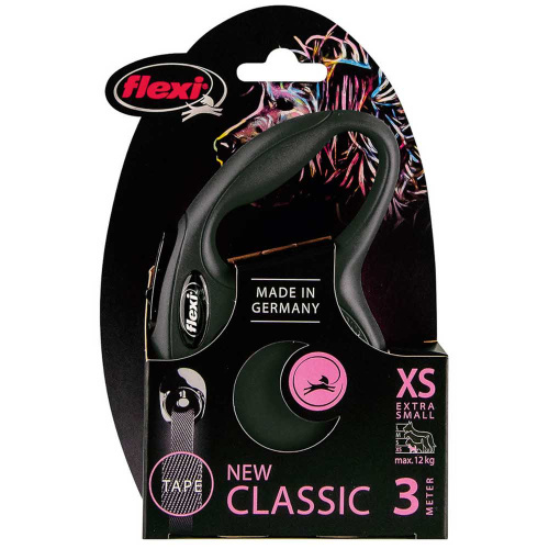 flexi рулетка New Classic XS (до 12 кг) 3 м лента черная
