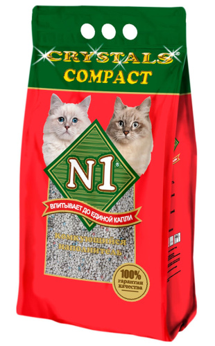 №1 CRYSTALS COMPACT 10 л комкующийся наполнитель для кошачьих туалетов 
