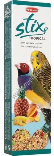 PADOVAN STIX TROPICAL Cocorite Esotici 80 г лакомые палочки для волнистых попугаев и экзотических птиц с фруктовым вкусом 1х10