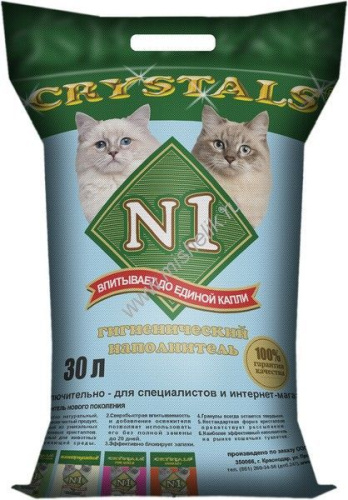 №1 CRYSTALS 30 л силикагелевый наполнитель для кошачьих туалетов