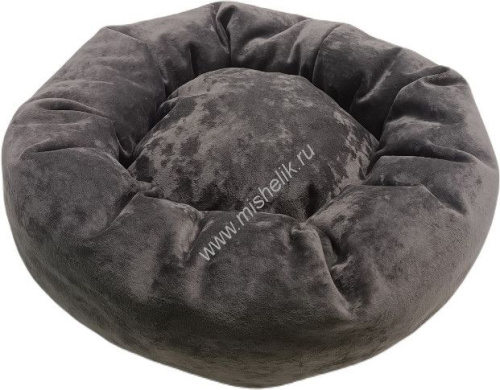 HOMEPET Plush 62 см х 62 см х 17 см лежак ватрушка графит для домашних животных
