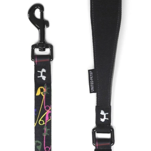Поводок United Pets для собак Complete me 25 x 1200 mm, черный с разноцветными булавками