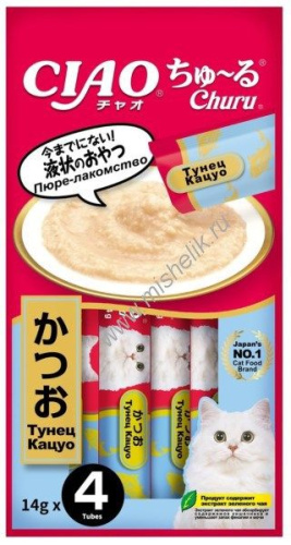 INABA Ciao Churu 4х14 г пюре для кошек тунец кацуо 