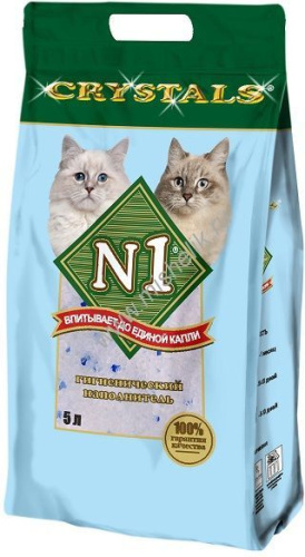 №1 CRYSTALS 5 л силикагелевый наполнитель для кошачьих туалетов голубой 