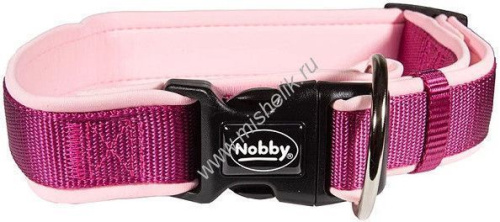 NOBBY CLASSIC длина 50-65 см ширина 25-35 мм ошейник для собак нейлон малиновый розовый 1х48