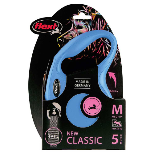 flexi рулетка New Classic M (до 25 кг) 5 м лента синяя