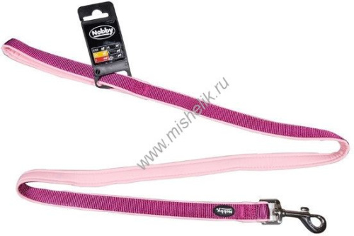 NOBBY CLASSIC PRENO длина 120 см ширина 15-20 мм поводок для собак нейлон малиновый розовый 1х72