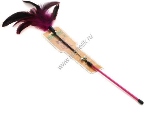 HOMECAT 59 см игрушка для кошек дразнилка с цветными перьями на пружине с колокольчиком