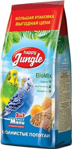 HAPPY JUNGLE 900 г корм для волнистых попугаев 