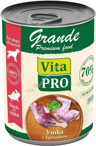 VITA PRO GRANDE 970 г консервы для собак утка с кроликом кусочки в соусе 