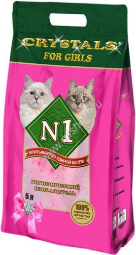 №1 CRYSTALS FOR GIRLS 5 л силикагелевый наполнитель для кошачьих туалетов розовый 