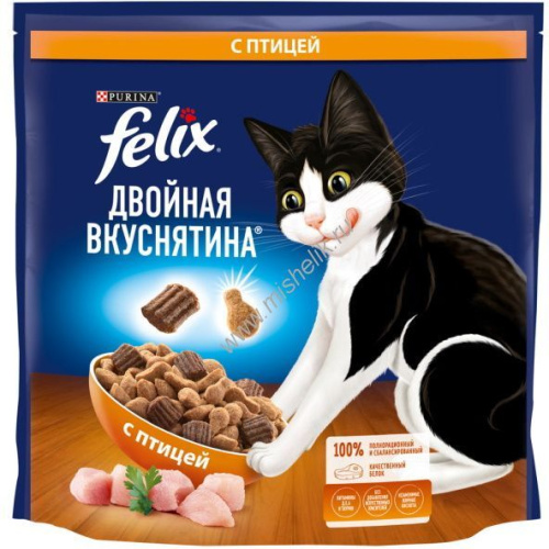 Felix Двойная вкуснятина 1,3 кг сухой корм для взрослых кошек, с птицей 
