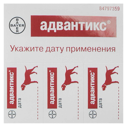 Bayer Адвантикс 400 С для собак 25-40 кг  от блох, клещей и комаров (4 пипетки х 4 мл)