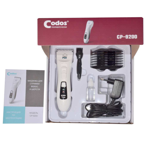 Машинка для стрижки CODOS CP-9200, белая, LiFePO4 аккумулятор, съемное лезвие, 1-1.9 мм