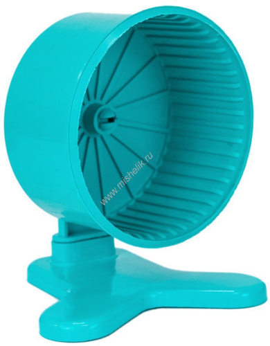 HOMEPET D 9 см колесо для грызунов полузакрытое с подставкой пластиковое бирюзовое 