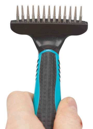 Расчёска-грабли с крутящимся длинным зубом, 7х14 см, пластиковая ручка