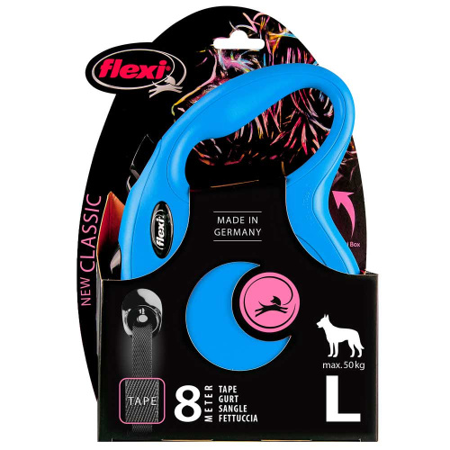flexi рулетка New Classic L (до 50 кг) лента 8 м синяя