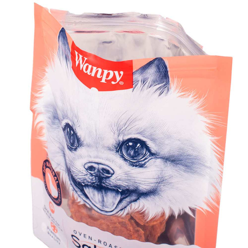 Wanpy Dog лакомые кусочки из нежного лосося в форме рыбок 100 г