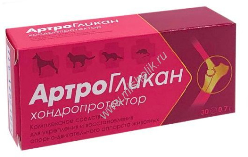 АРТРОГЛИКАН 30 таб комплексное средство для животных востанавливающее опорно-двигательную систему 1х200