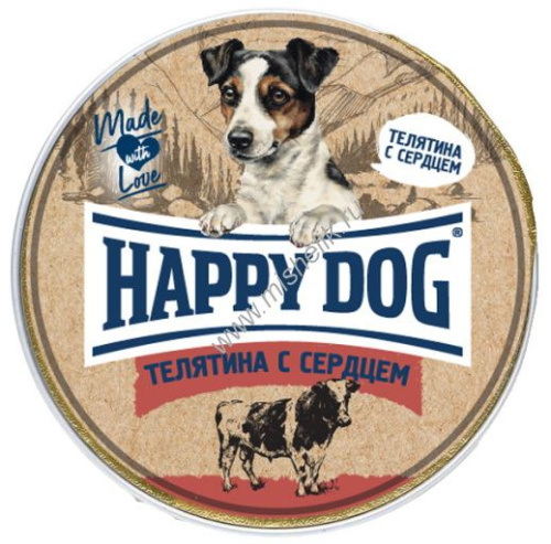 HAPPY DOG Natur Line 125 г ламистер паштет консервы для собак с телятиной и сердцем 