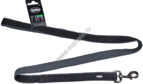 NOBBY CLASSIC PRENO длина 120 см ширина 20-25 мм поводок для собак нейлон черный серый 1х48