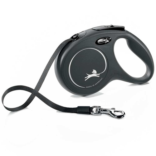 Поводок-рулетка Flexi New Classic M, длина 5м, черный, для животных до 25кг