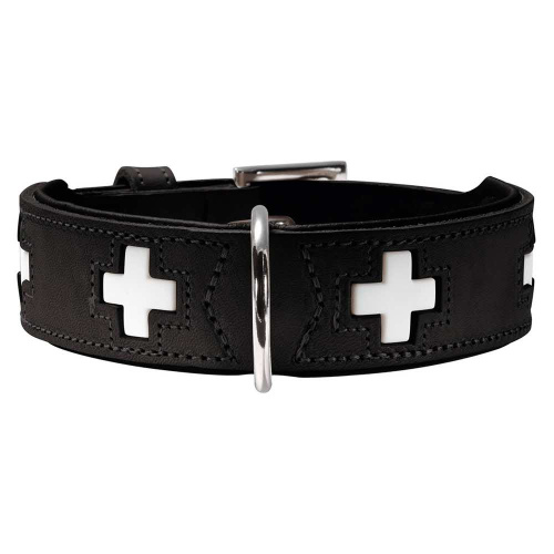 Ошейник Hunter Swiss 55 для собак, натуральная кожа, чёрный, регулируемый, 41 - 49 см
