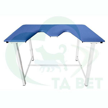 ТД ВЕТ Стол ветеринарный СВУ-5 для УЗИ, 1320x720x900, каркас белый, синяя обивка