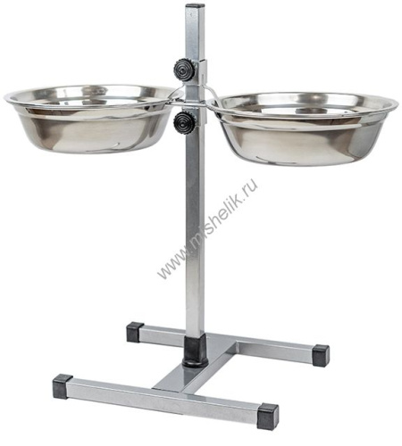 HOMEPET D 24 см 2 х 2 л до 50 см металлическая регулируемая подставка с мисками для домашних животных хром