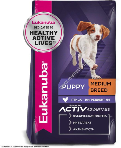 EUKANUBA PUPPY MEDIUM BREED 800 гр сухой корм для щенков средних пород 
