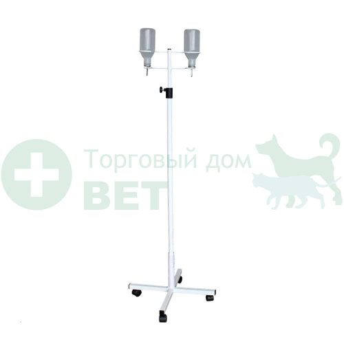 Штатив для капельниц ТД ВЕТ VSP-01, с колесами, стальной, белый, 1300-2300мм