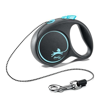flexi рулетка Black Design XS (до 8 кг) 3 м трос черный/голубой