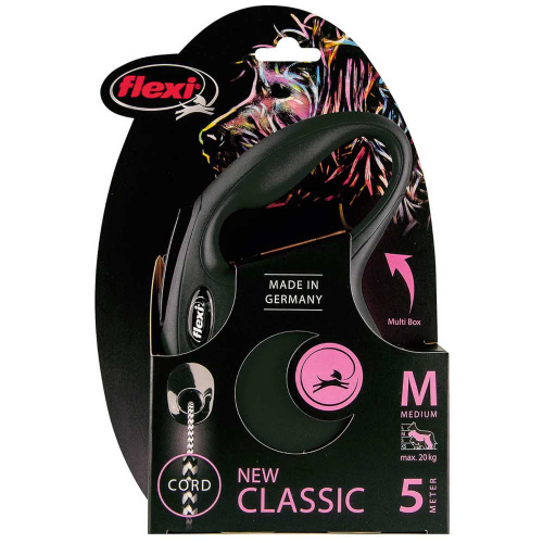 flexi рулетка New Classic М (до 20 кг) 5 м трос черная