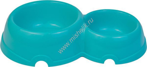 ДАРЭЛЛ 100 мл/200 мл миска для кошек и собак мелких пород пластиковая двойная, бирюзовая 