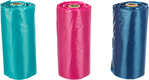 Пакеты для уборки за собаками, 3 л, 3 рулона по 15 шт., с ручками, цветные, для всех диспенсеров