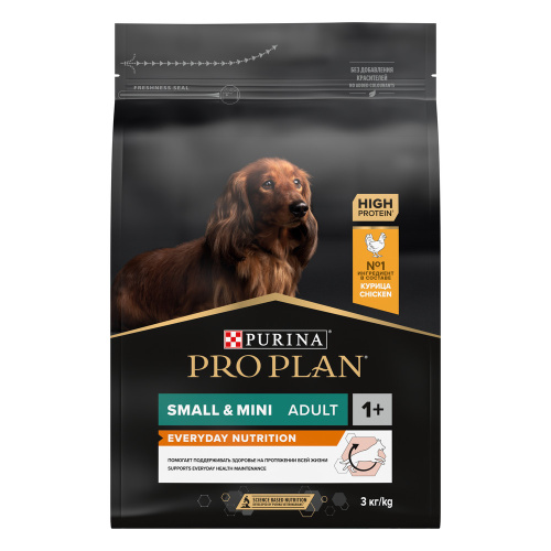 PRO PLAN 3 кг сухой корм для взрослых собак мелких и карликовых пород, с высоким содержанием курицы 
